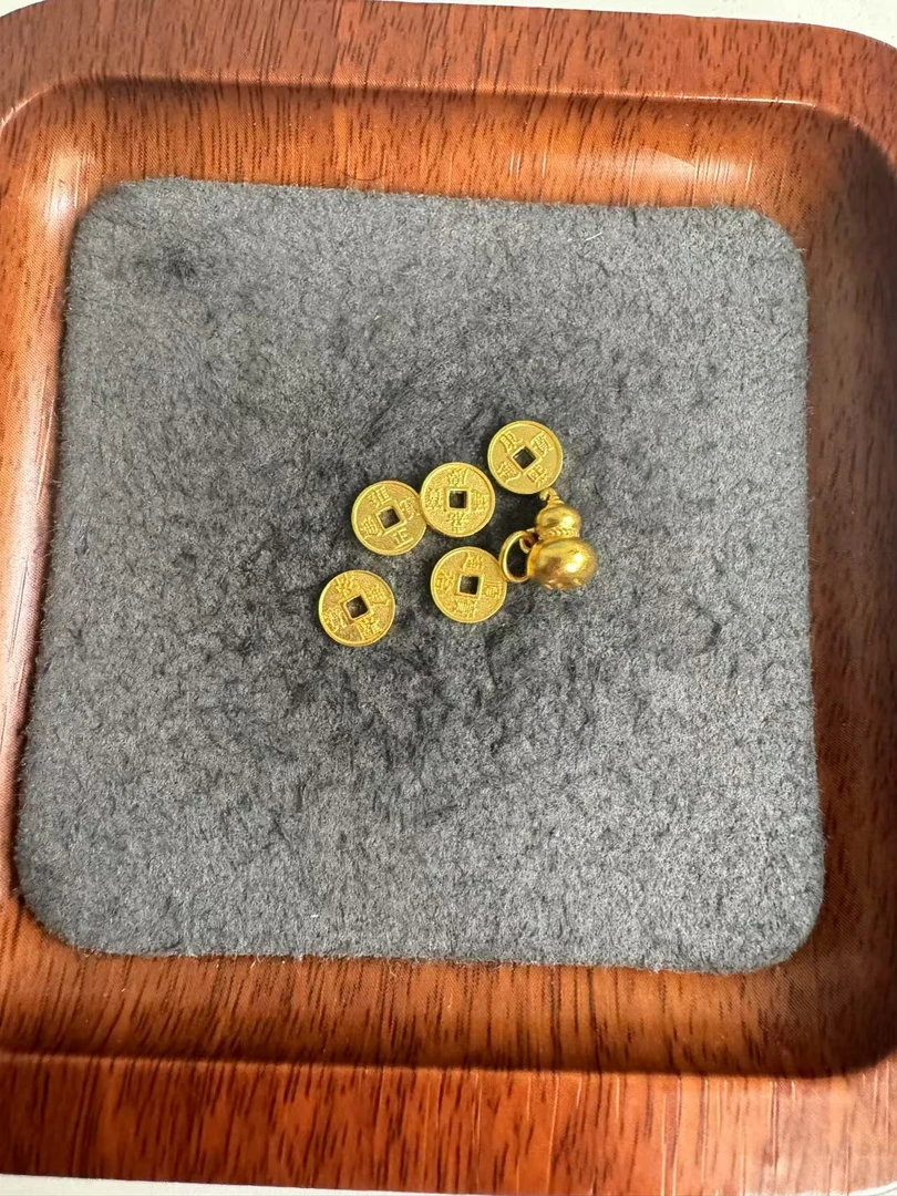 足金999 古法工艺五帝币葫芦吊坠