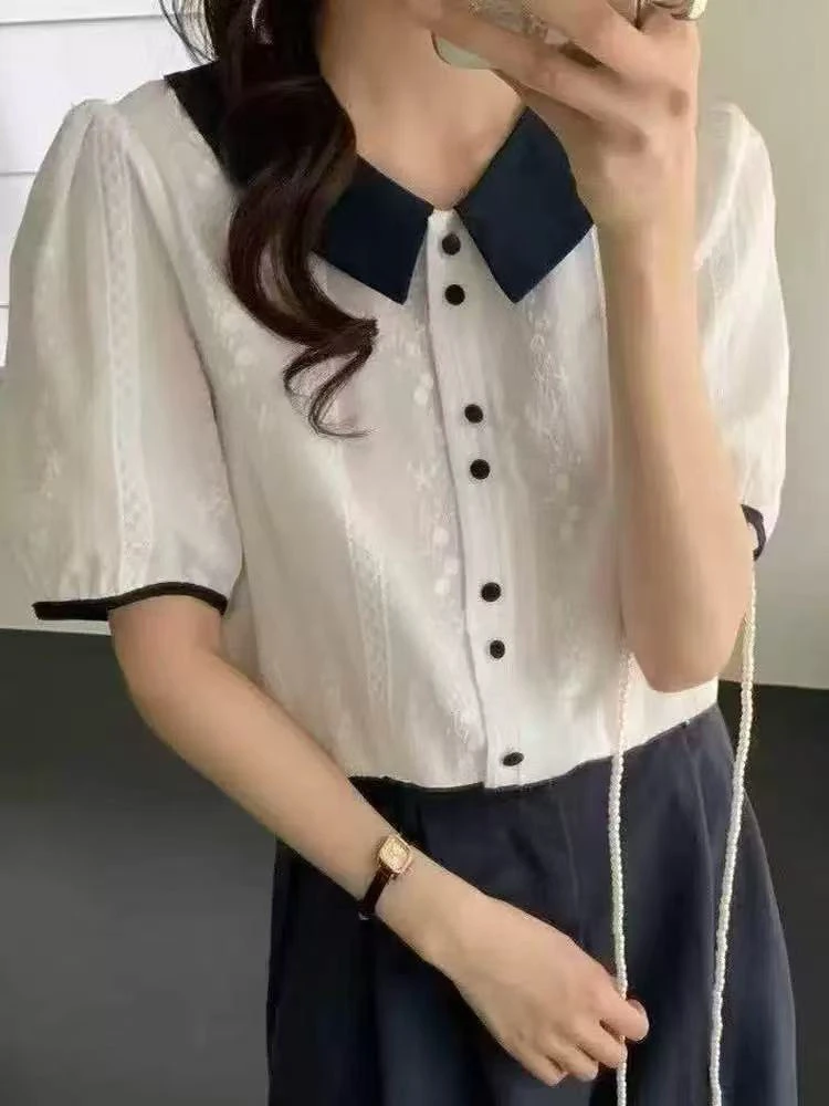 衬衣半袖蕾丝衬衫气质时尚夏季