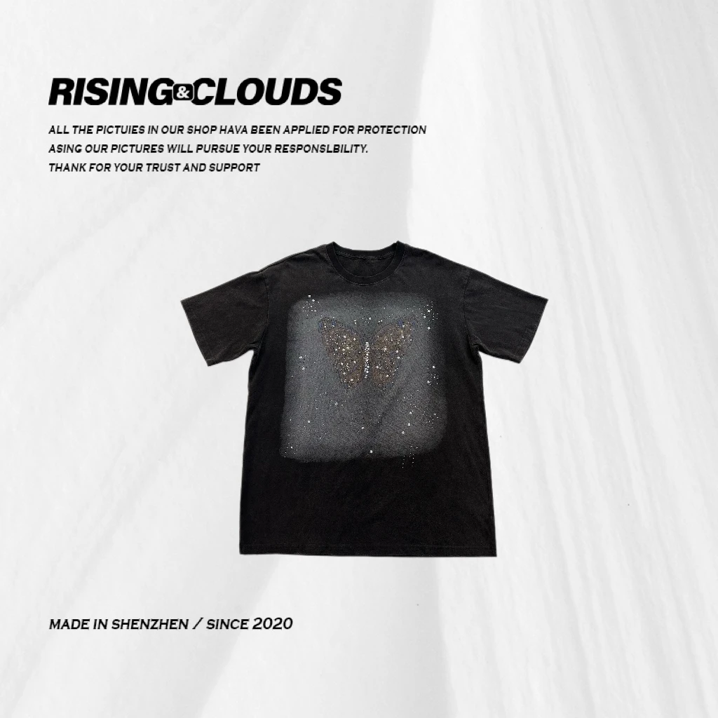 RISING&CLOUDS【蝴蝶T】深圳南油夏季显瘦蝴蝶重工短袖T恤050290