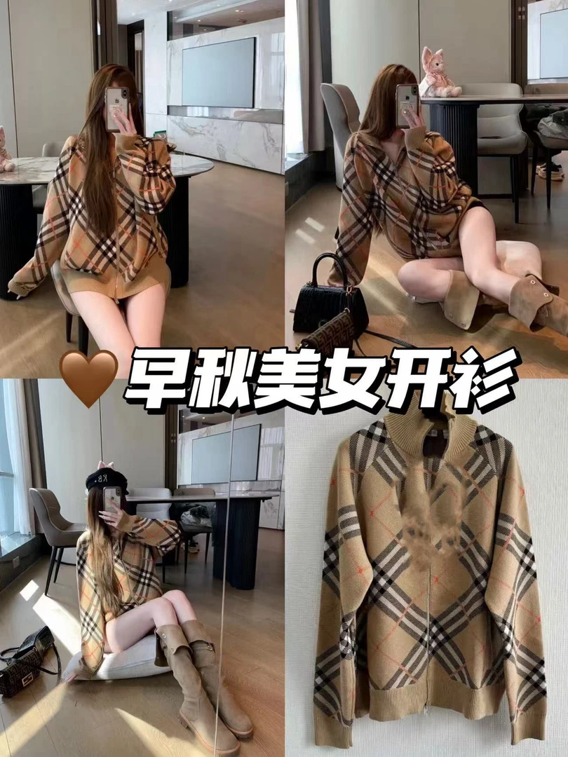 常规慵懒风常规款格子女毛针织衫加厚休闲秋冬宽松