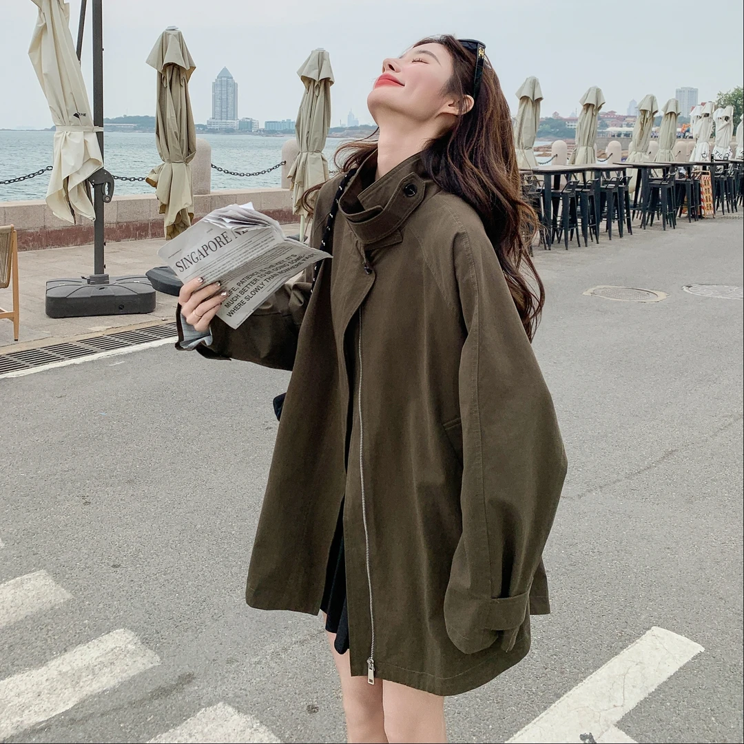 短款工装风衣女秋2025年新款韩系小个子巨好看宽松流行男友风外套