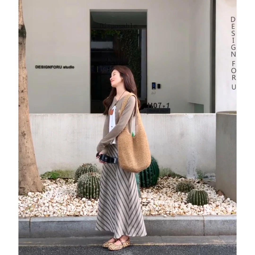 parkyeon韩系chic别致松弛感针织开衫半身裙两件套装女早秋一整套