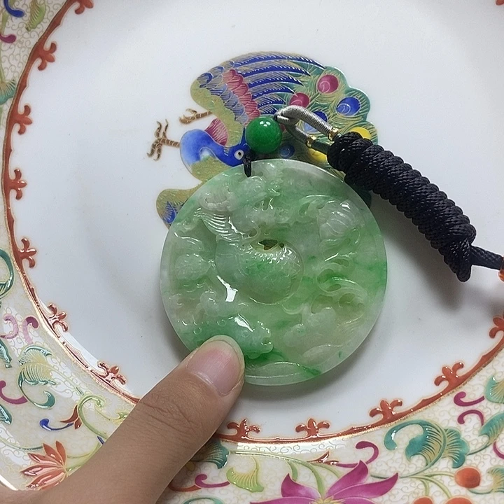 风***漠瓷片翡翠精工圆牌