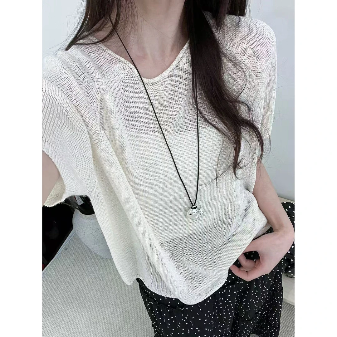 QIANRH-1142夏季新款和纸纯色高级感短袖