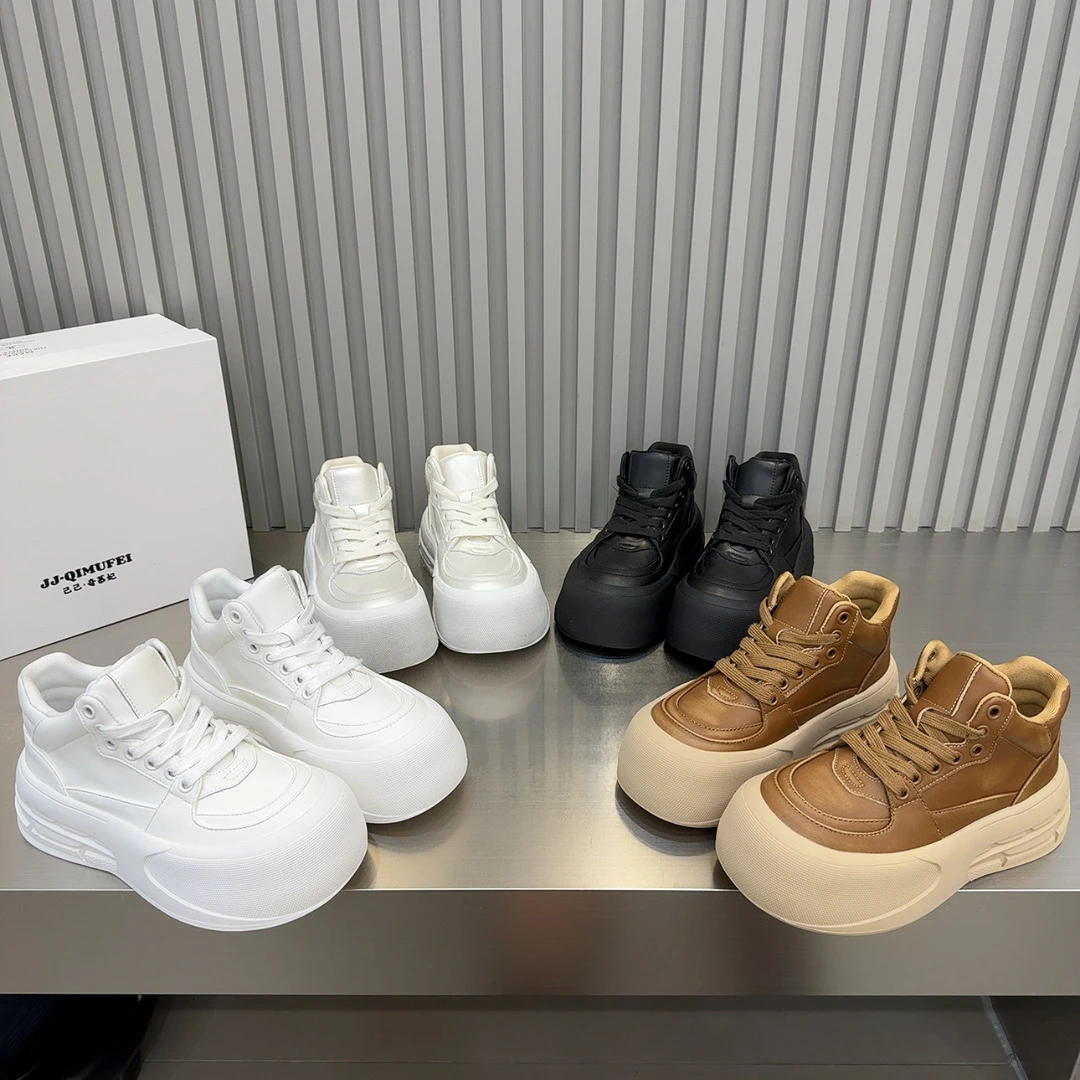 2025四季新款厚底增高系带百搭流行气质透气潮流舒适高帮休闲鞋女