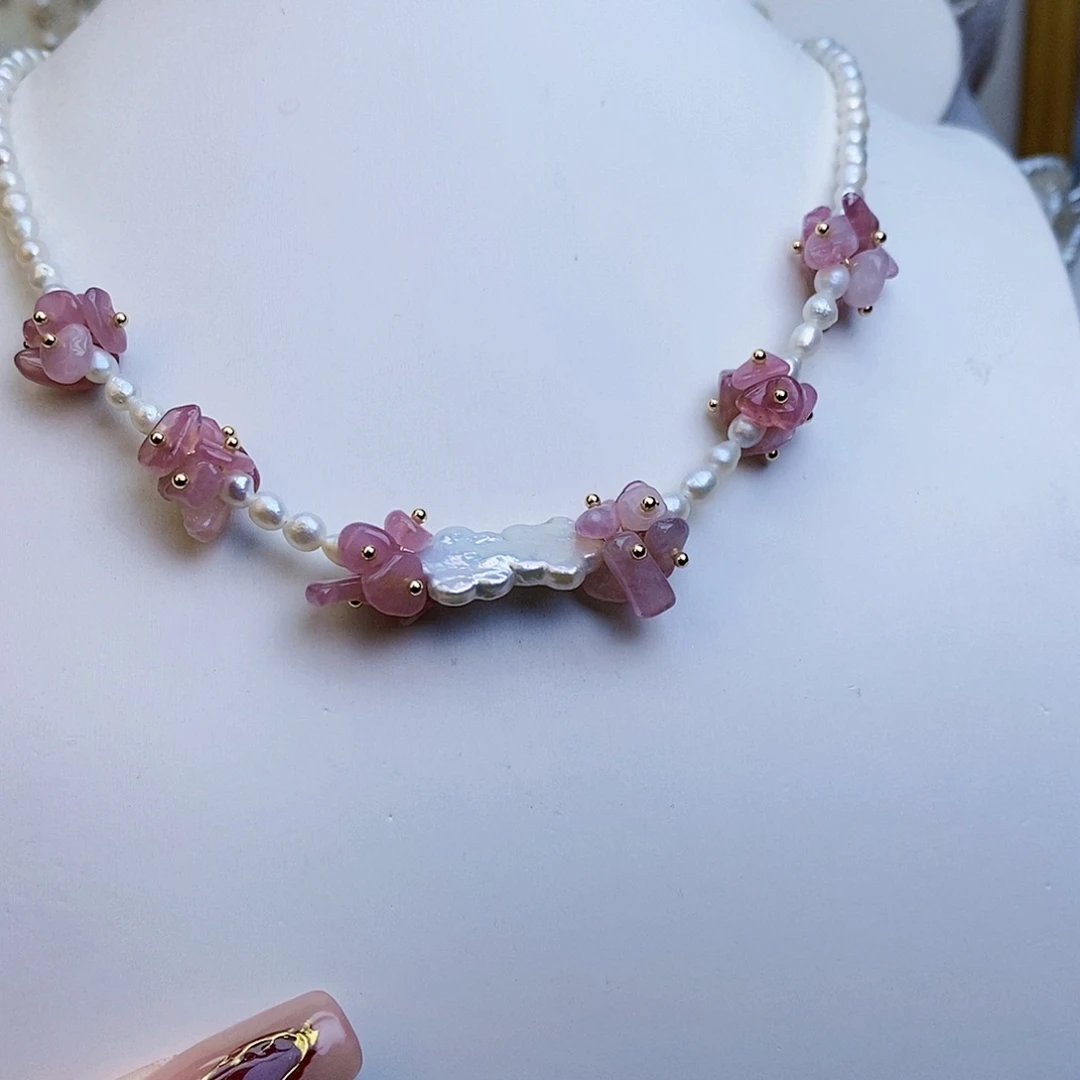 淡水珍珠颈饰银S925镶嵌