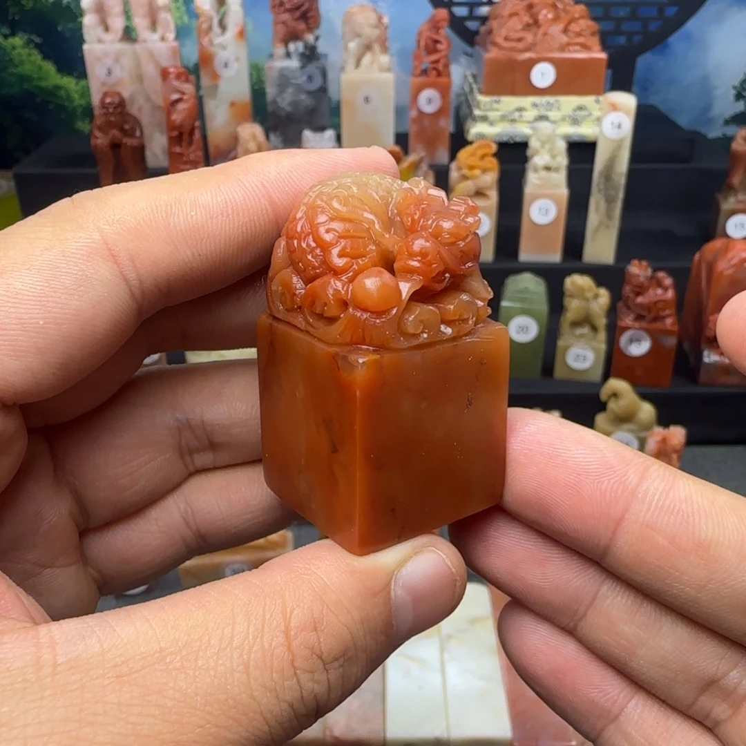 印石寿山石鳌龙戏珠2.8公分印面