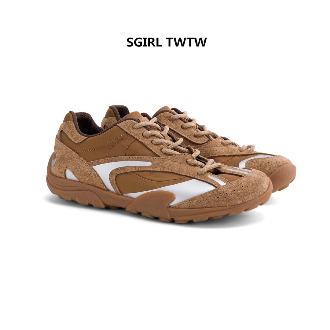 SGIRL TWTW2025年秋季新款真皮拼色平底时尚休闲鞋单鞋女鞋德训鞋