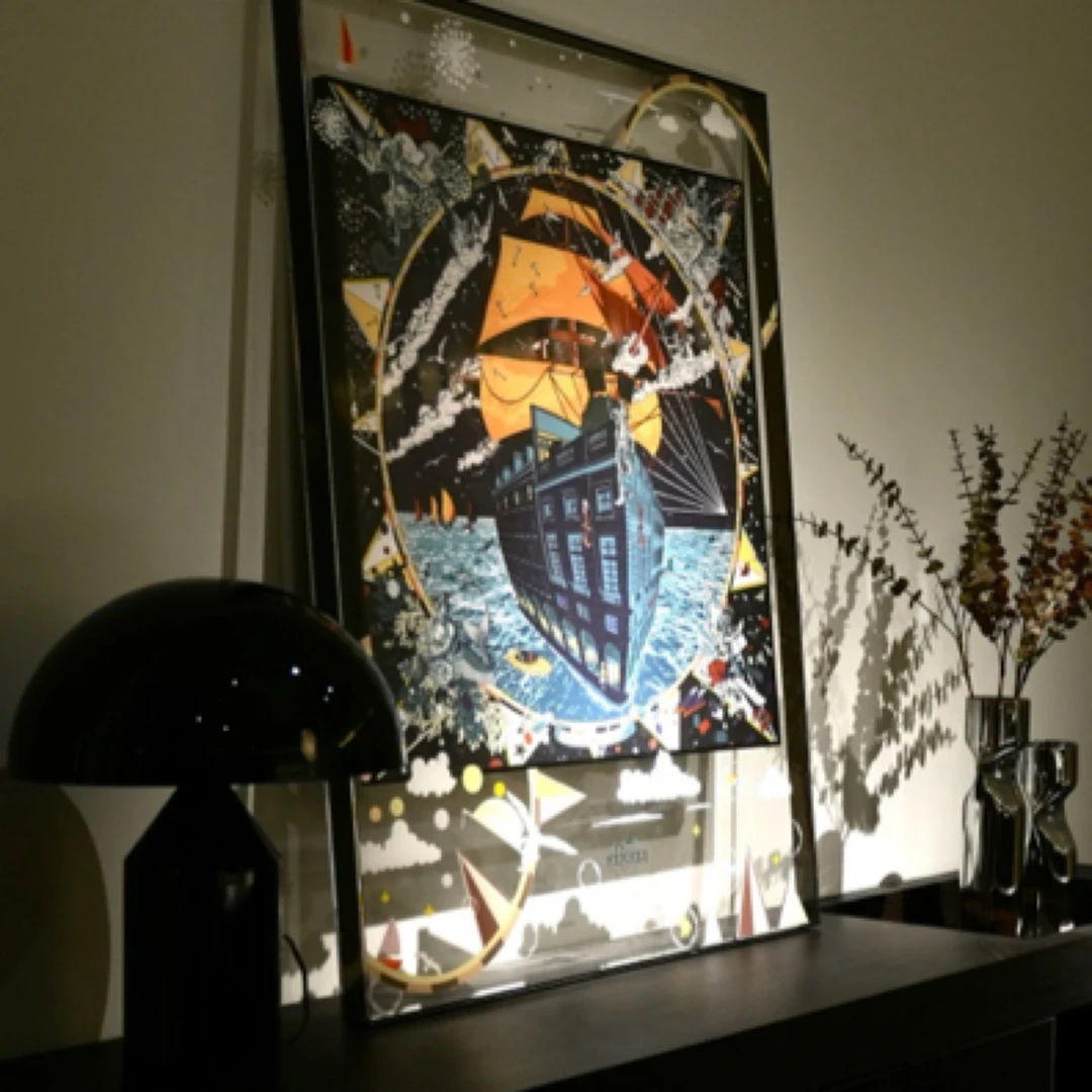 丝巾画 『福宝游轮』90*120