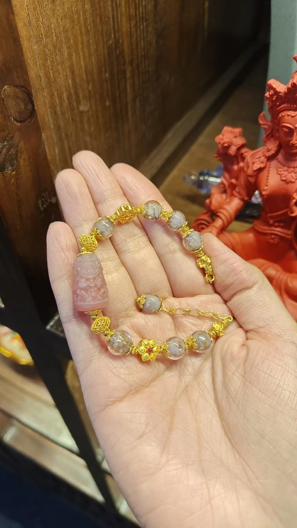 非金属布艺手链 【美萍藏传】雪域三怙主琉璃手链