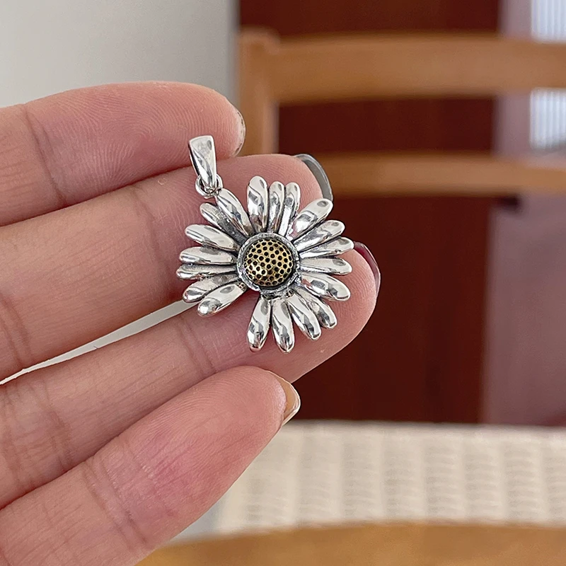 吊坠925银 日韩版ins风雏菊吊坠清新百搭小众百搭时尚白金色5032