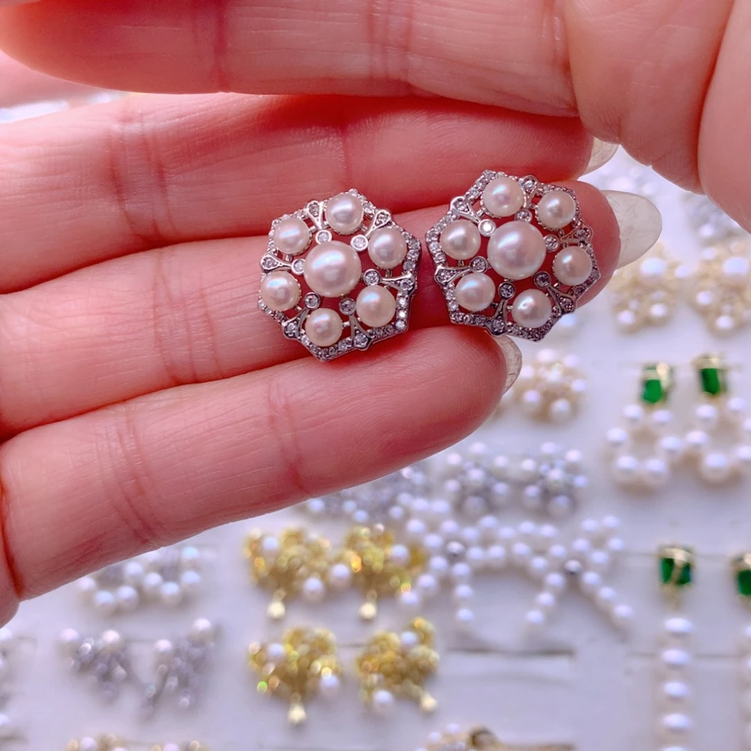 合金耳饰淡水珍珠