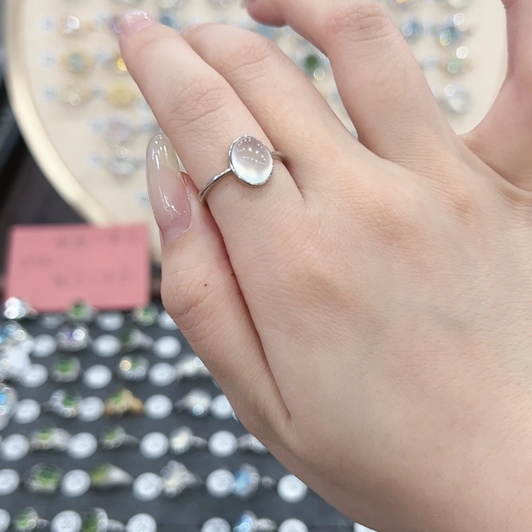 蛇纹石玉戒指银S925镶嵌苏****心