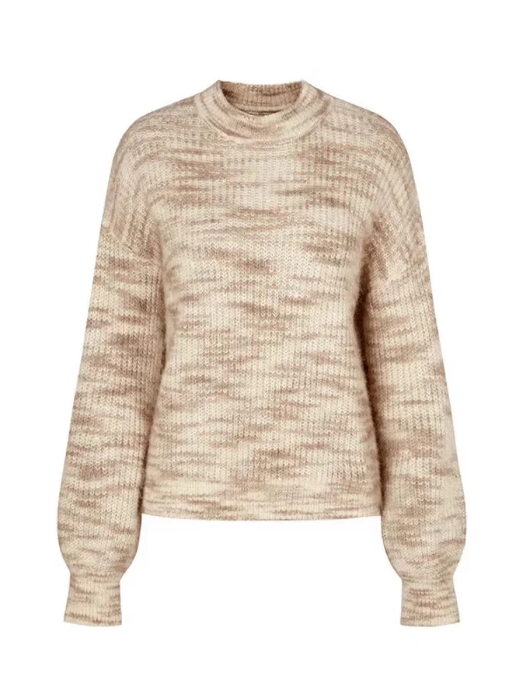 【曼】s长59羊毛灯笼袖毛衣女秋冬新款舒适套头毛衫1001