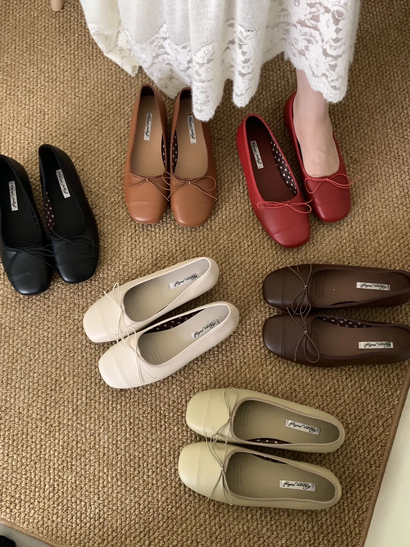 H 0260-1  2025春新款复古内增高经典蝴蝶结单鞋女软底晚晚瓢鞋