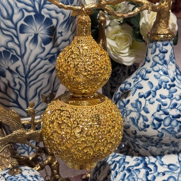 【618专属】非遗好物《花丝吉祥葫芦》中式家居装饰铜葫芦玄关摆件