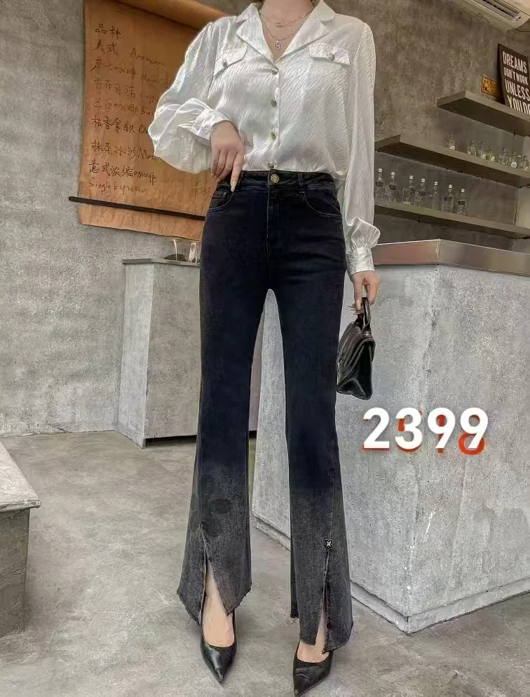 实体店断码清货高品质黑灰色微辣女神牛仔裤女捡漏