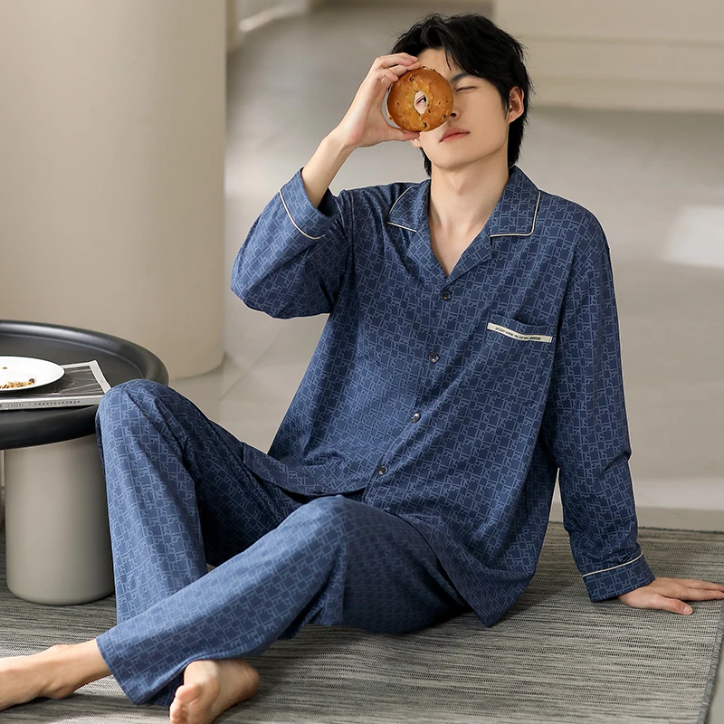 睡衣男士春秋款纯棉长袖2025年新款秋季简约休闲男款家居服套装
