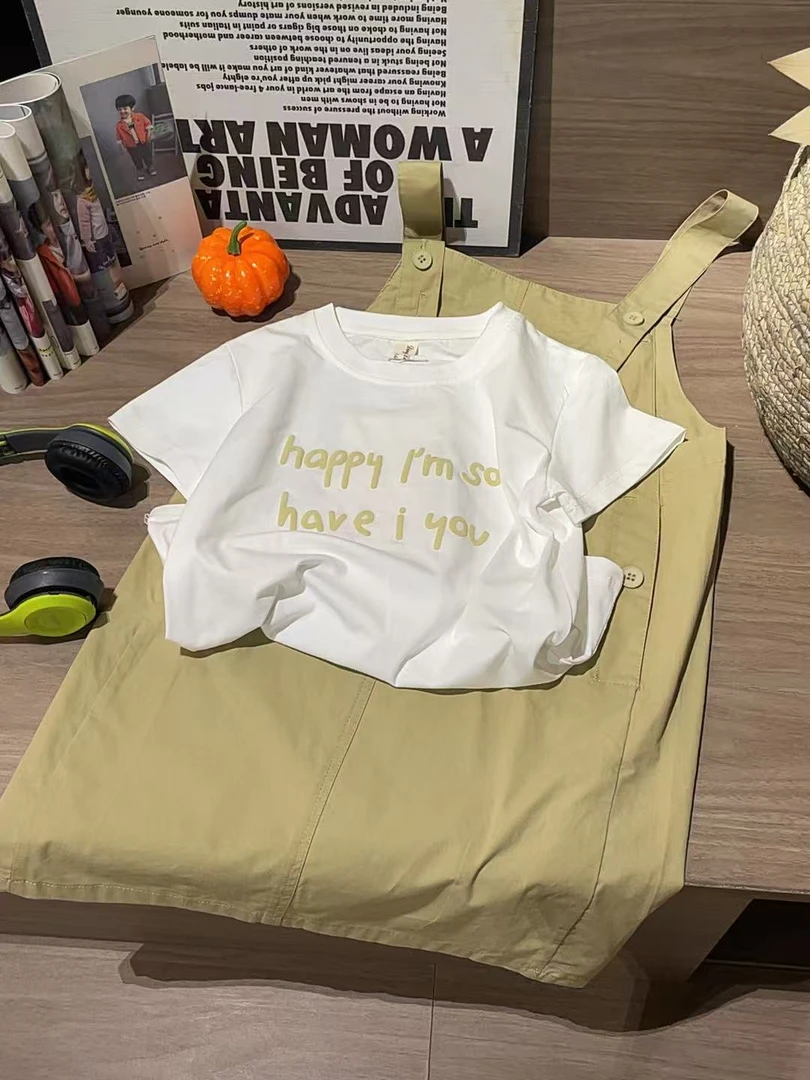 505751  韩版女童舒适时尚洋气百搭日常背带裤套装