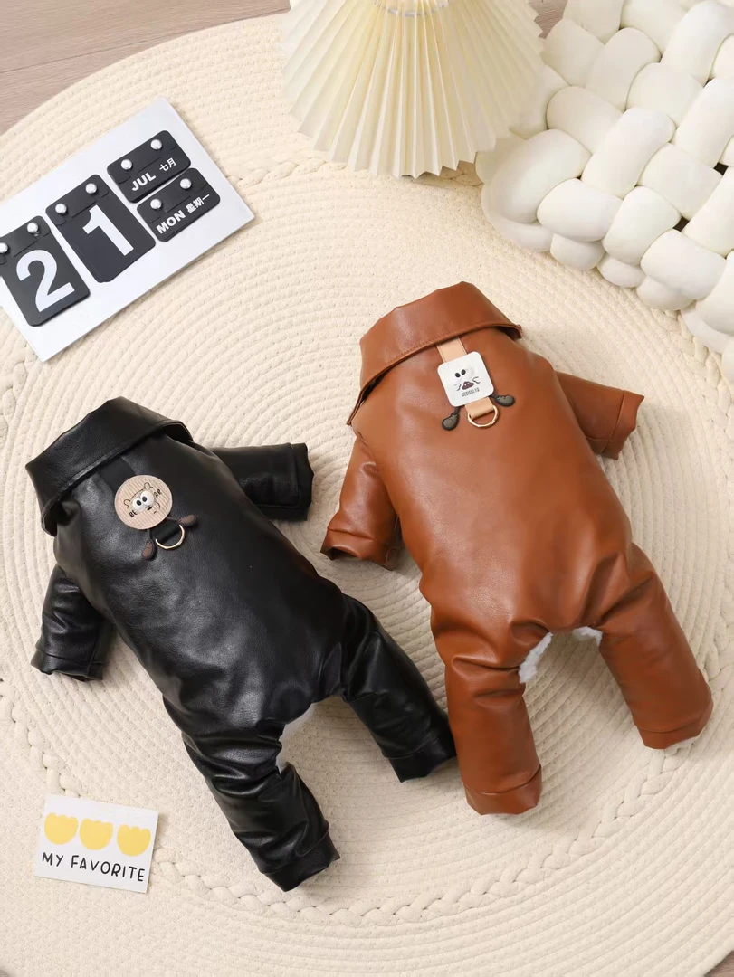 狗狗冬季加厚棉衣防风防水四腿皮衣比熊雪纳瑞泰迪等小型犬适用