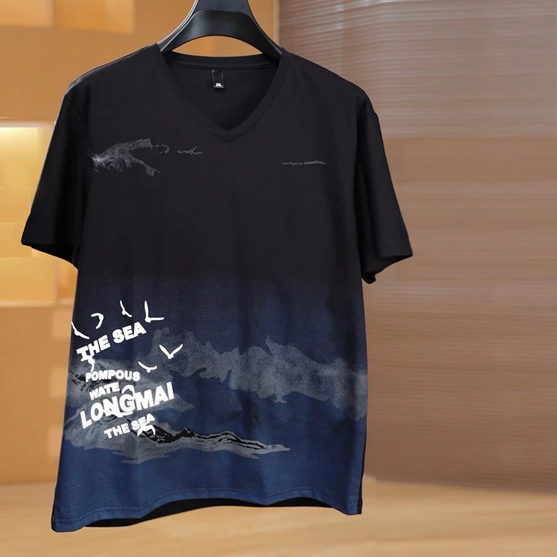 男士半袖夏季凉感银行T恤速 肥佬夏装胖子加肥加大码半袖体恤上衣