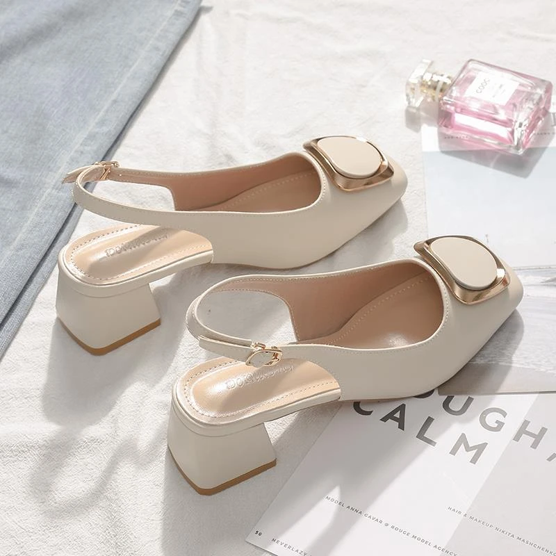 法式旗袍包头凉鞋女2025年春款夏季粗跟玛丽珍配裙子的粗跟单鞋女