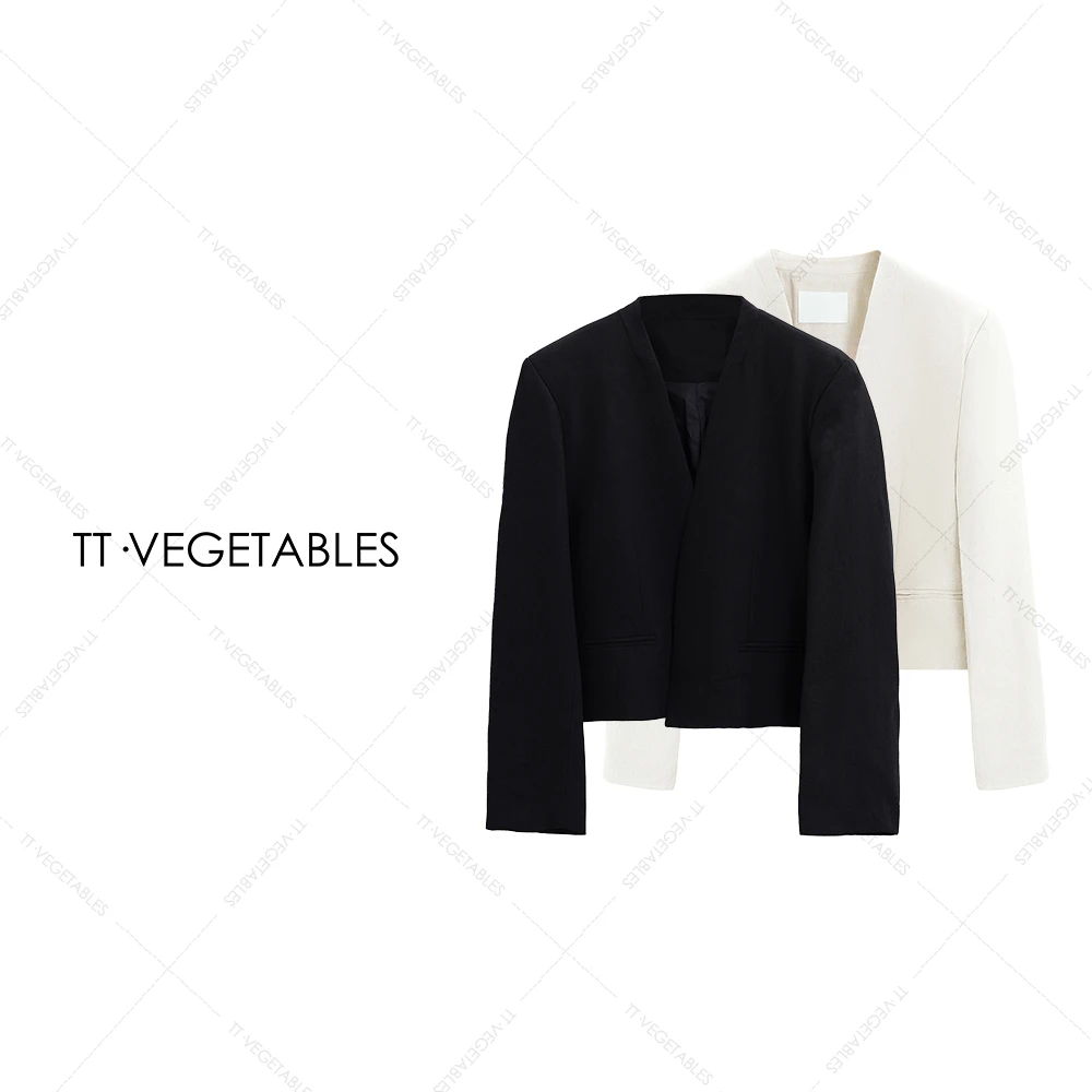 TT・VEGETABLES【序白】芙禾 天丝亚麻混纺西服上衣西装外套521593