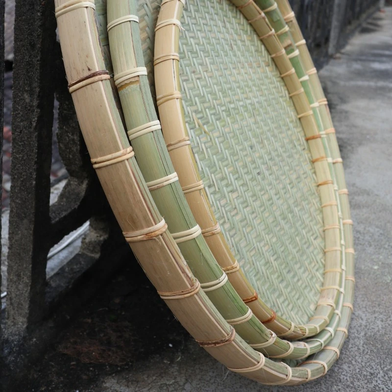 竹编圆簸箕茶叶晾晒家用菜干竹青头层无孔大中号竹盘商用干果收纳