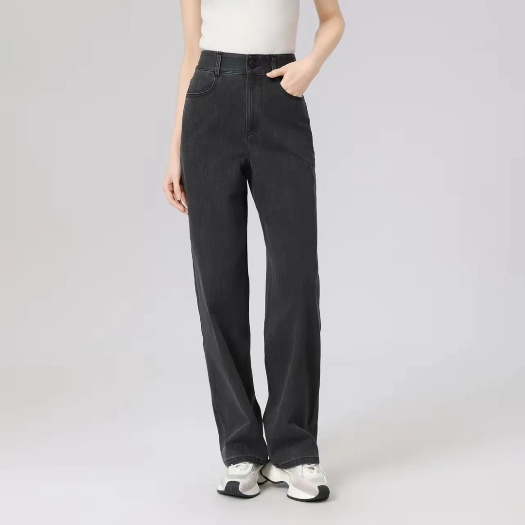 AMASS/阿玛施舒适轻职场百搭直筒显瘦水洗外穿牛仔长裤女5100588