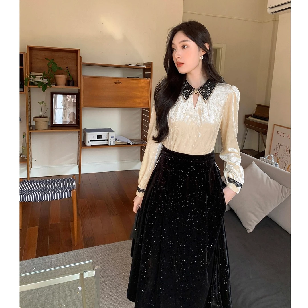 【两件套】2025新款春秋洋气打底修身显瘦女连衣裙D3784