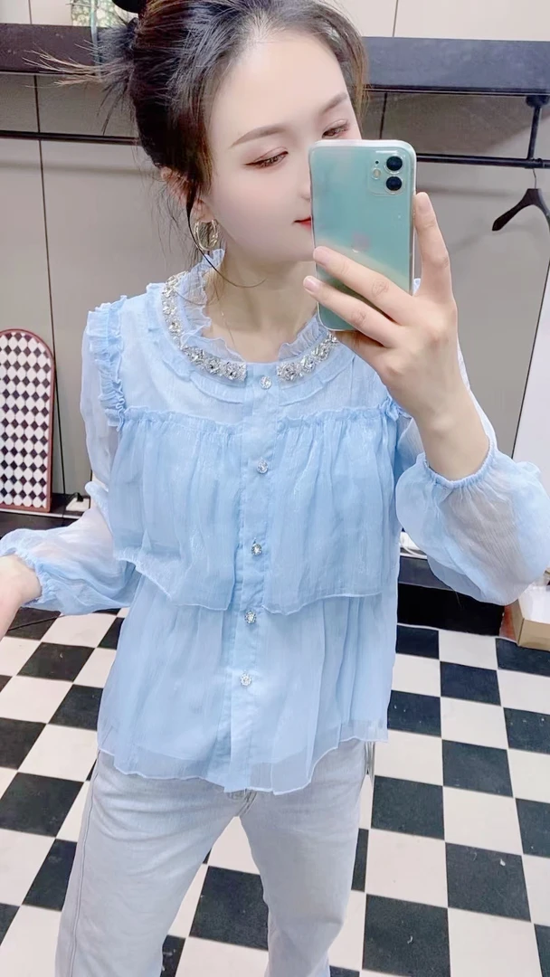 法式春季新款气质百搭2025春夏耳边高级长袖衬衫娃娃洋气上衣女