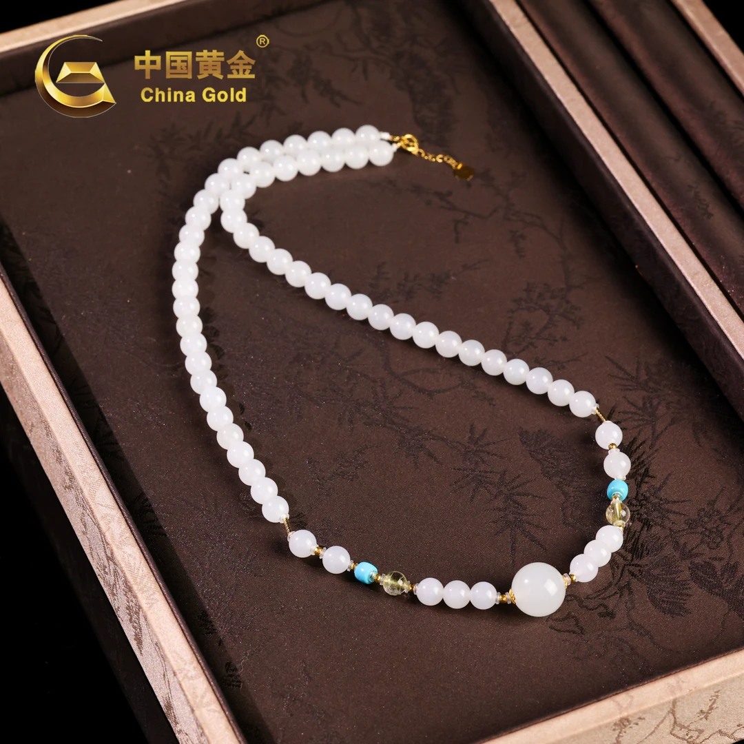 【中国黄金】恒尔 | 和田玉*项链*18K金镶嵌-X3542-格
