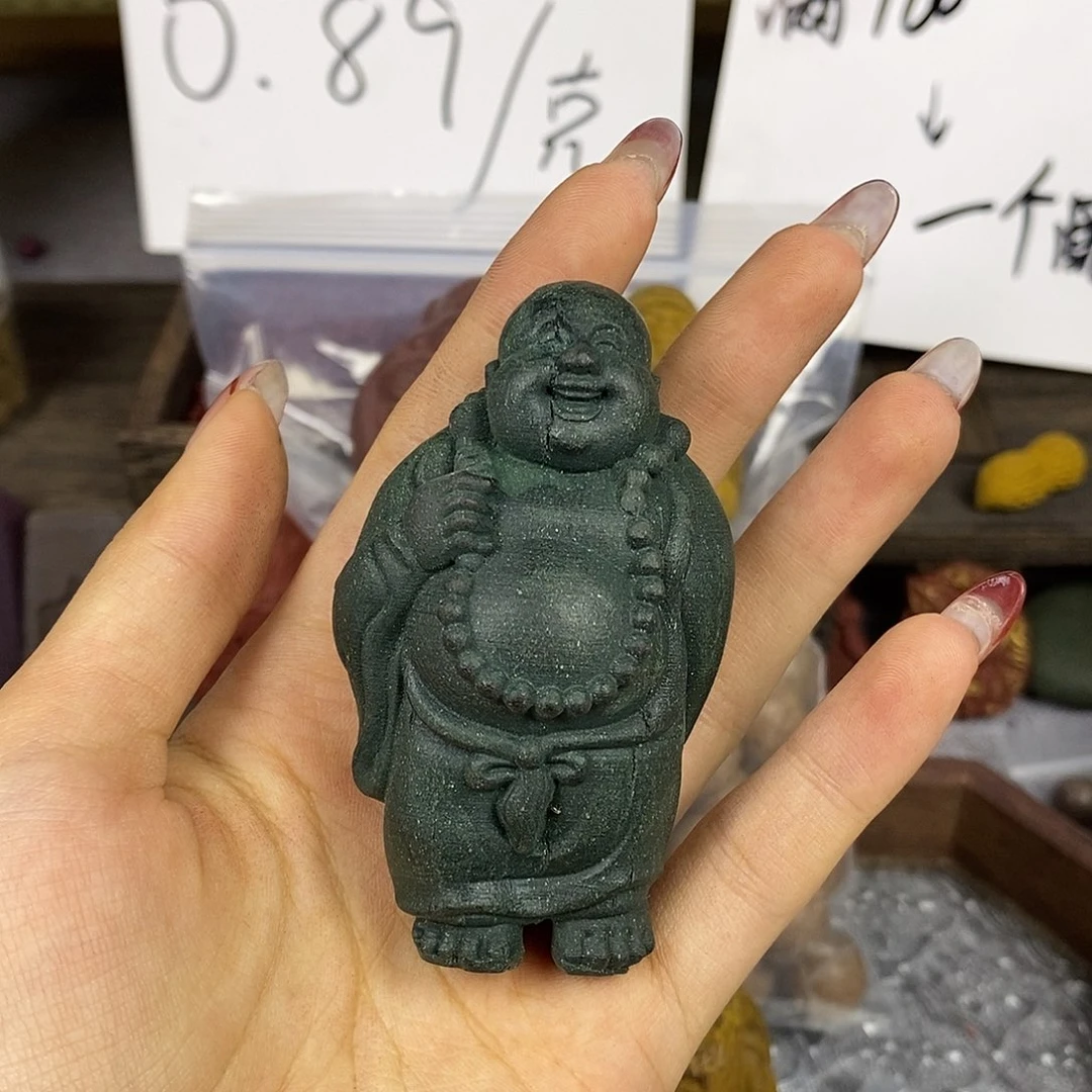 泥塑幽*草芳华·青木手把件弥勒佛微瑕