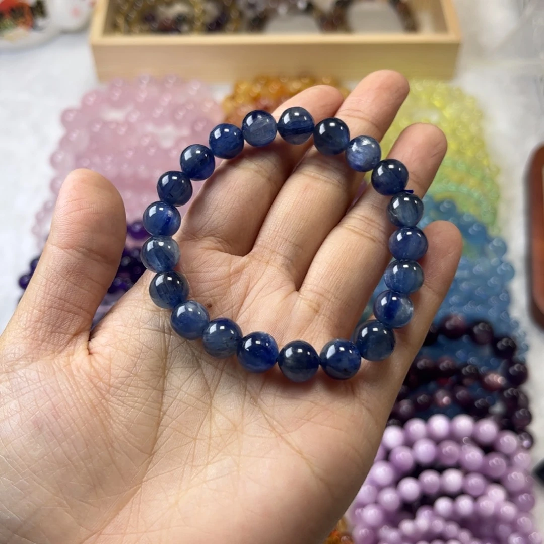 水晶手链未镶嵌?***佳9mm蓝晶石