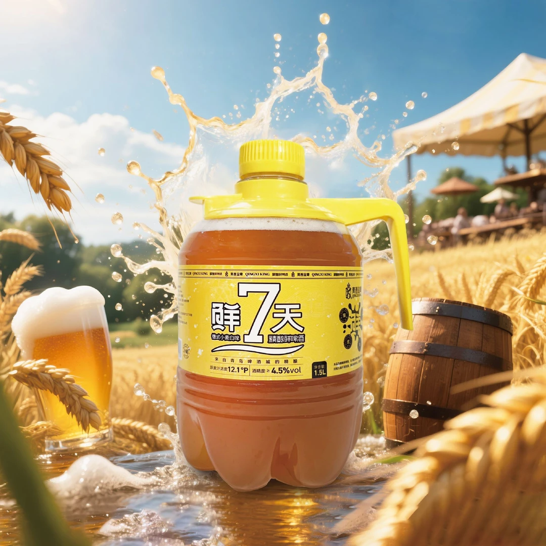 青岛青西金啤鲜7天德式小麦白啤精酿原浆啤酒1.5升一桶装啤酒