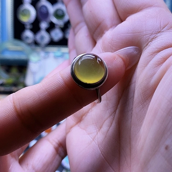 岫玉银S925镶嵌戒指