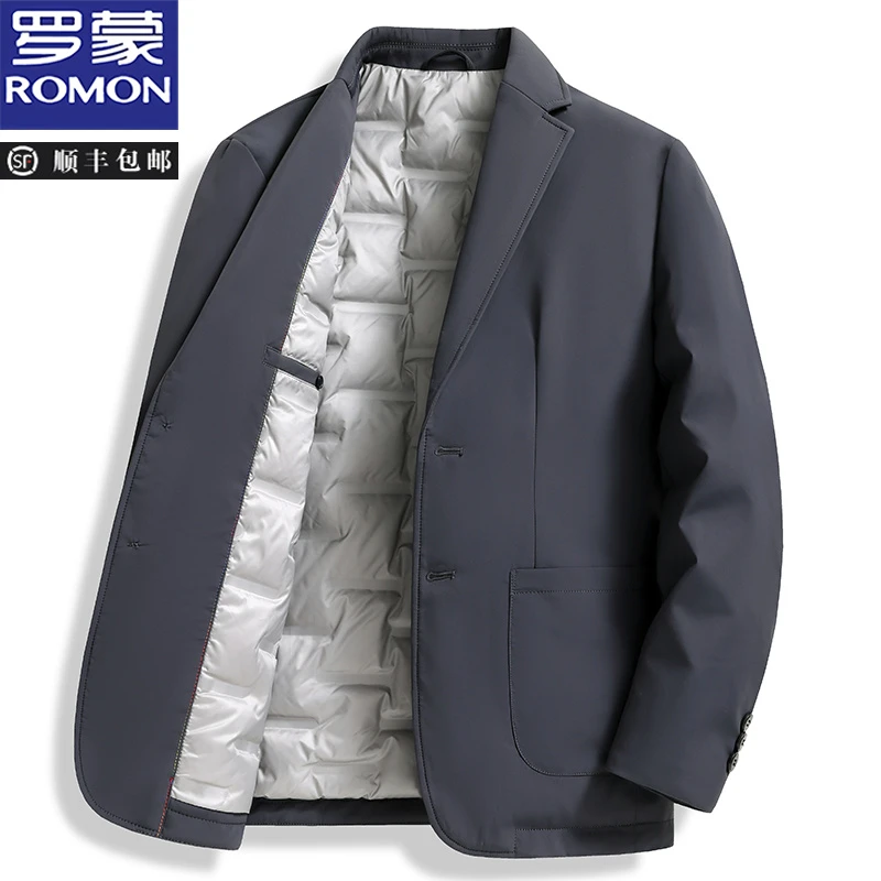 【鹅绒西服】罗蒙男士男装西装外套新款高级感商务休闲羽绒西服男