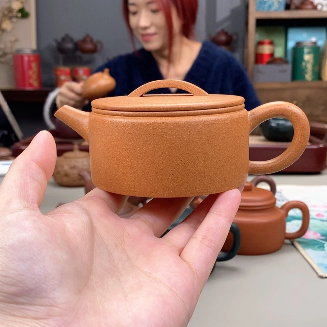 紫砂茶壶黄金段全手汉瓦220cc