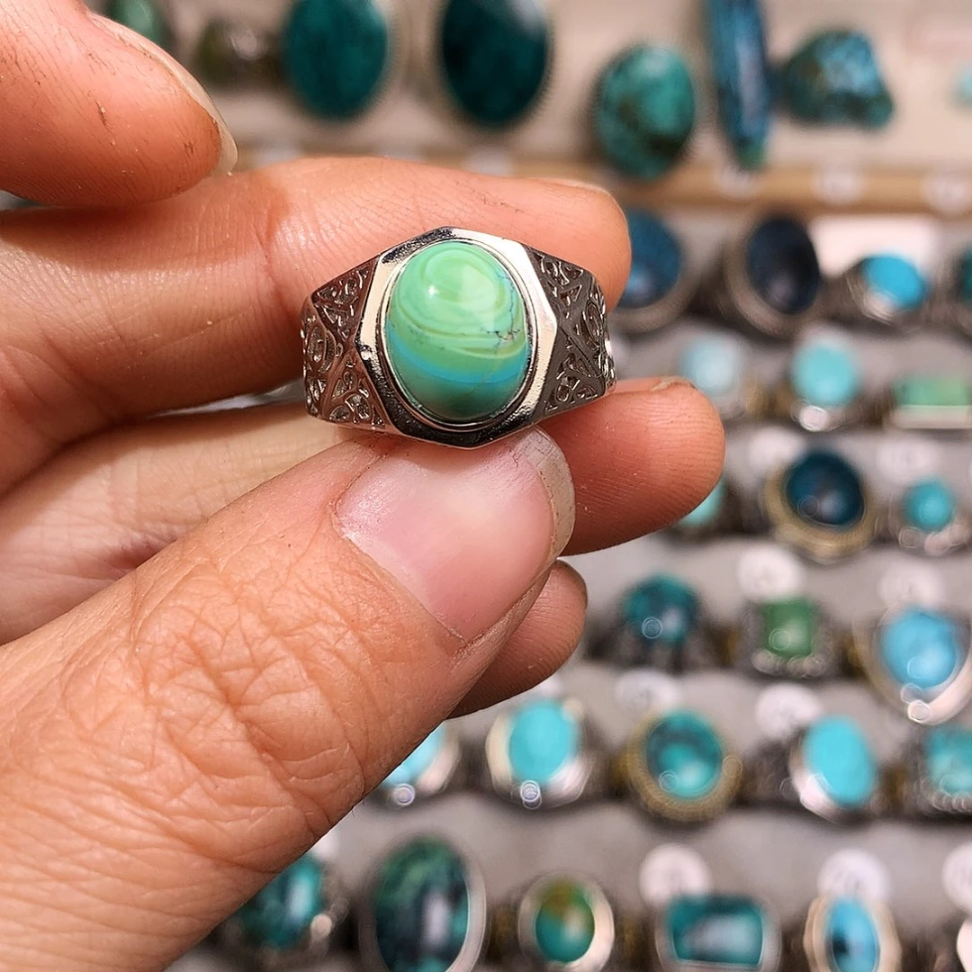 绿松石挂件银S925镶嵌