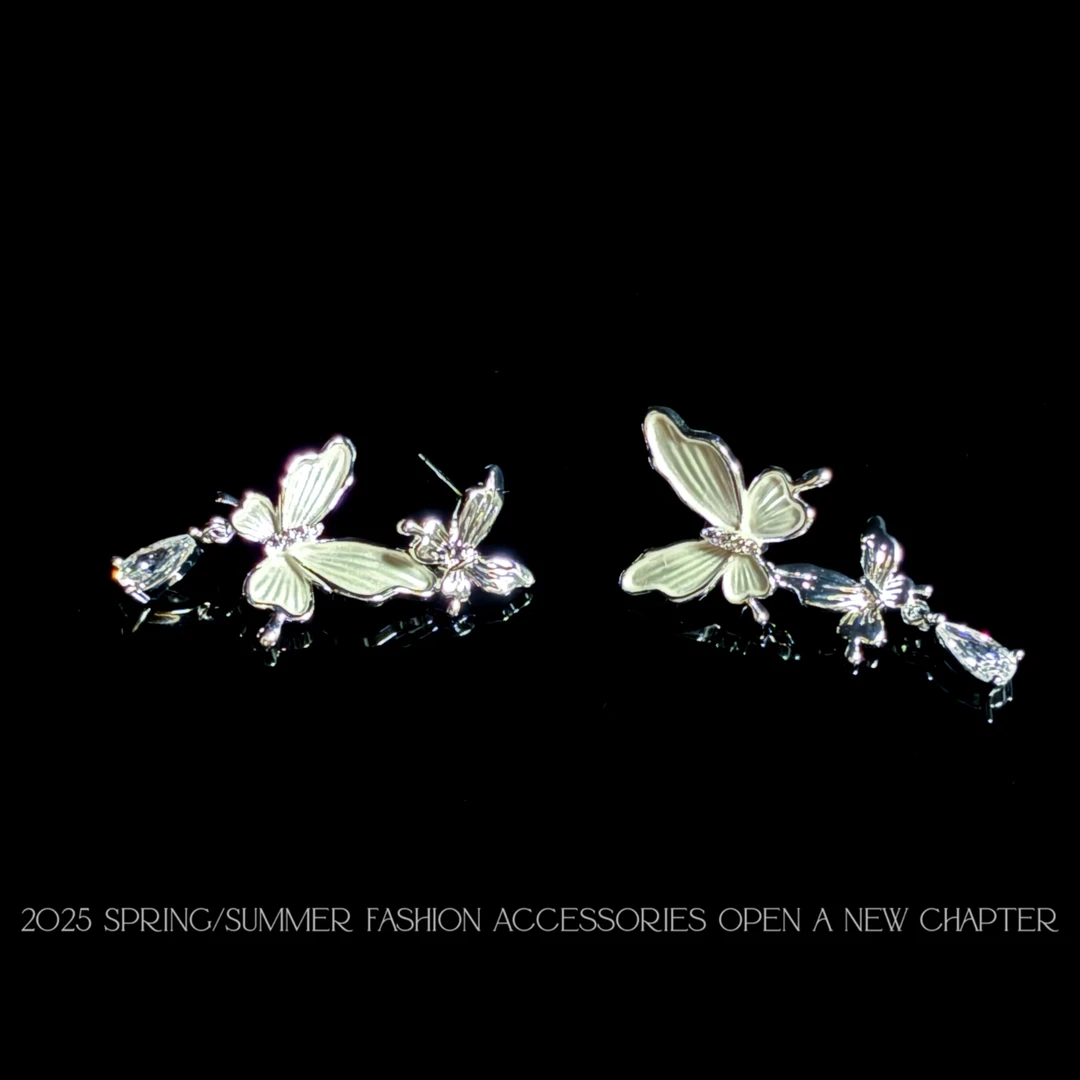 铜合金耳饰 镀k金 2025款C7335【旋月蝶影】铂堡俪 BOBAOLI 耳钉