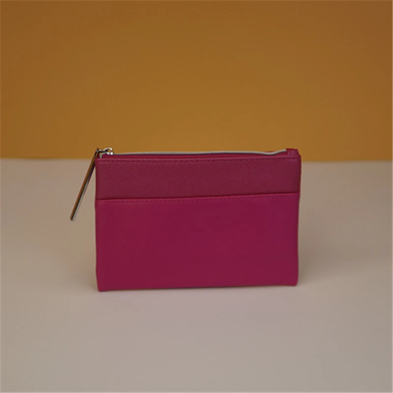 ly908 兰*玫红色小号化妆包 便携简约扁平收纳包  票据整理包