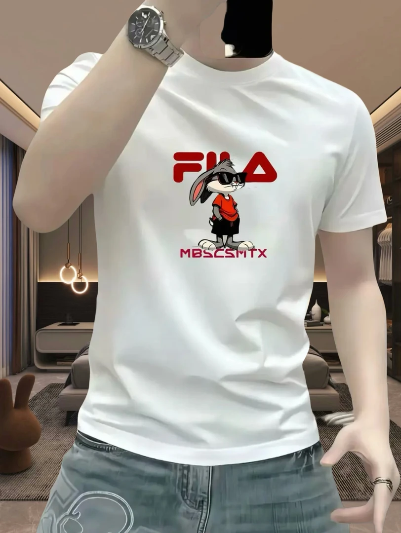 夏季潮牌街头印花修身圆领上衣美式痞帅重磅弹力短袖T恤青年男款