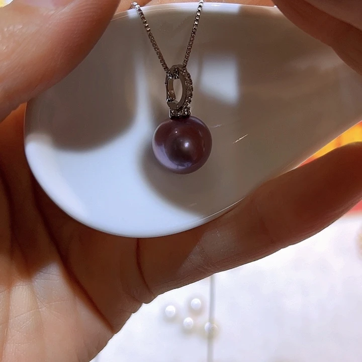 淡水珍珠紫珠银色奶嘴扣未镶嵌