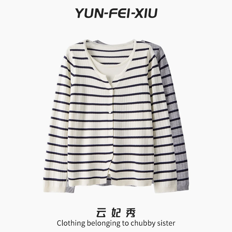 云妃秀大码女装T恤时尚休闲条纹假两件宽松显瘦微胖百搭夏季69292