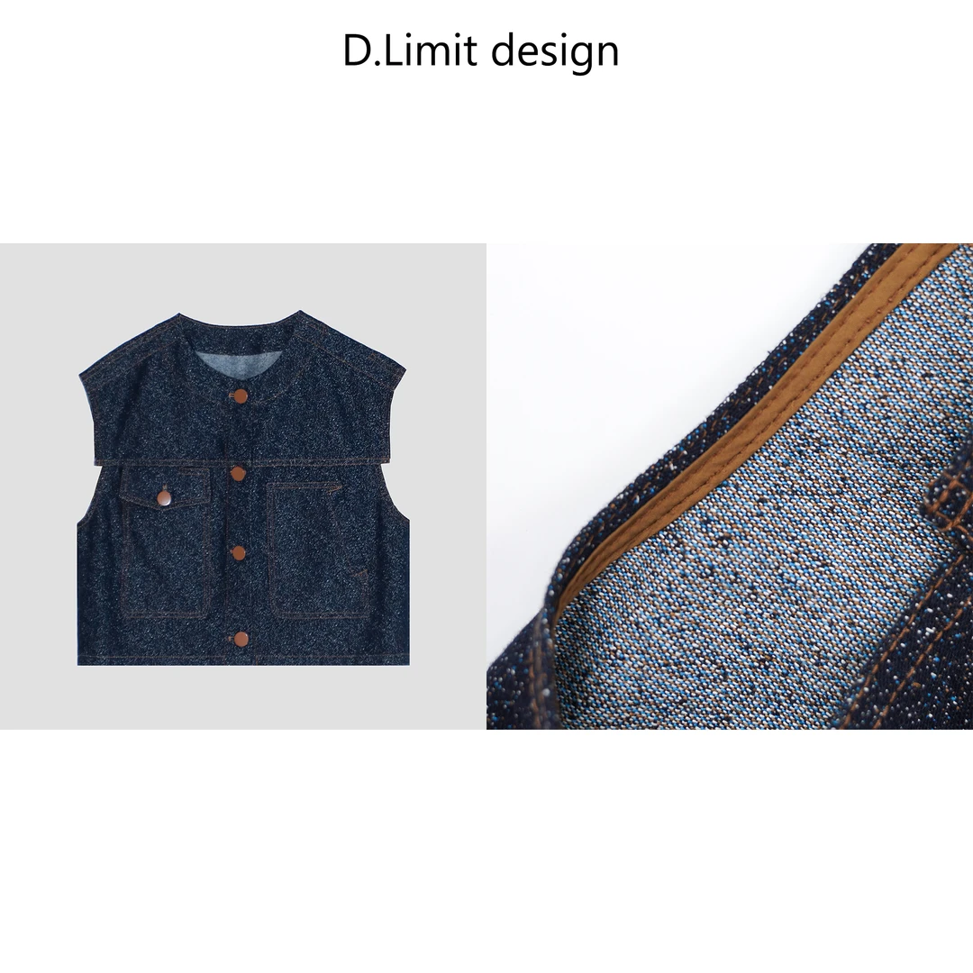 【D.Limit design】时尚明线宽松直筒彩点马甲DLXL01038