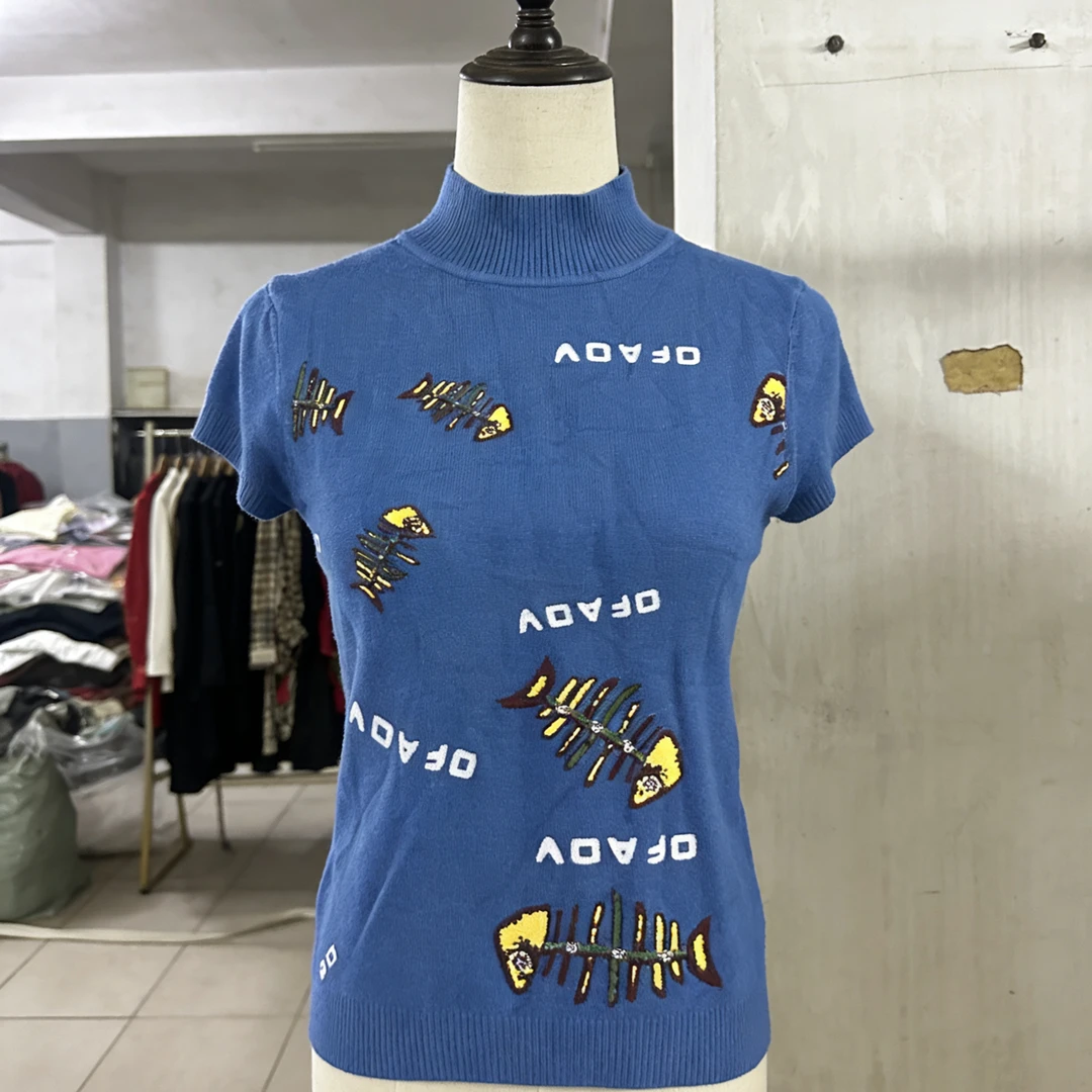 纯色通勤风短袖针织衫女简约修身日常内搭 买一送一