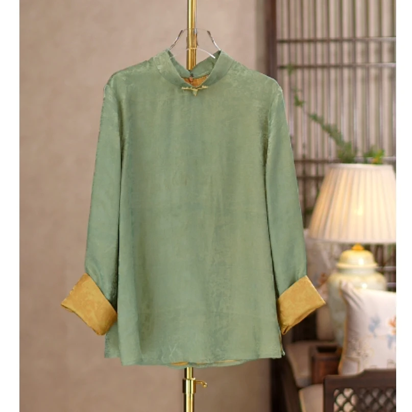 【亏本清货】25年新款百分百桑蚕丝红云纱新中式国风上衣A3874