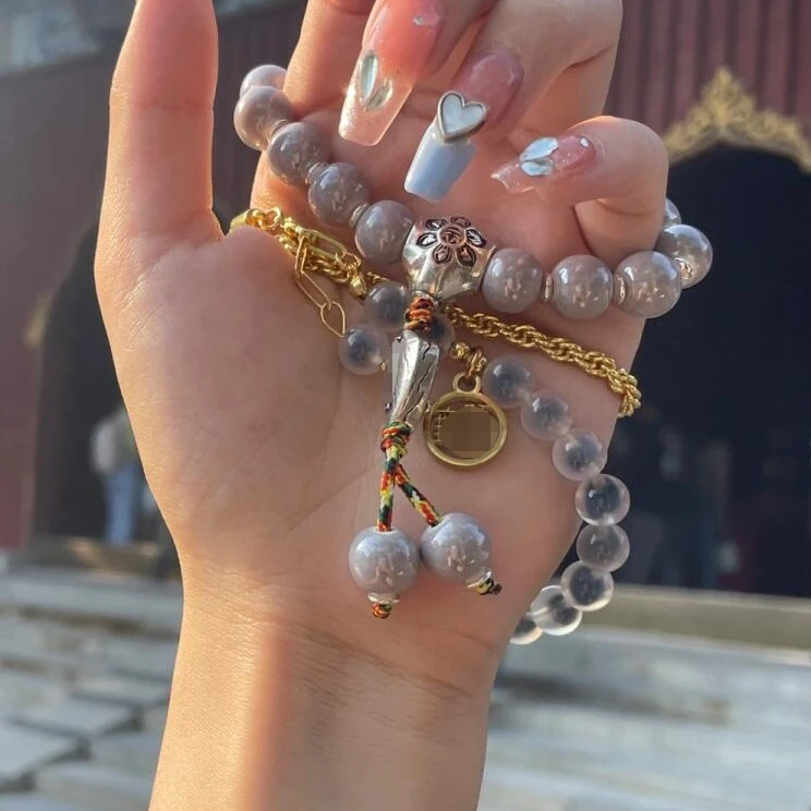 非金属陶瓷手链 五台山香灰瓷手串琉璃珠光多彩瓷流通手串北京雍