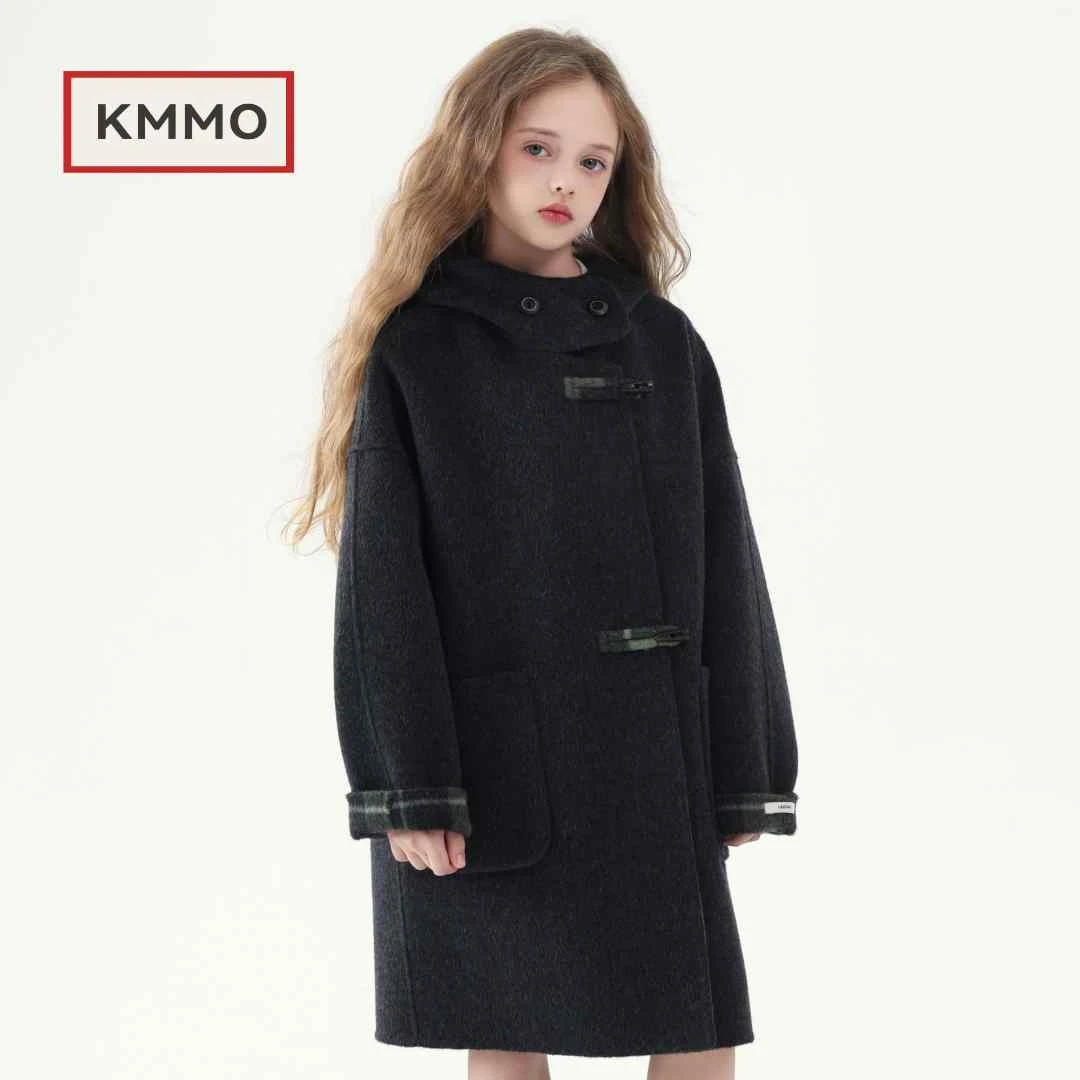 KMMO儿童双面羊毛大衣2025新款冬季女童呢子外套中长款加绒加厚