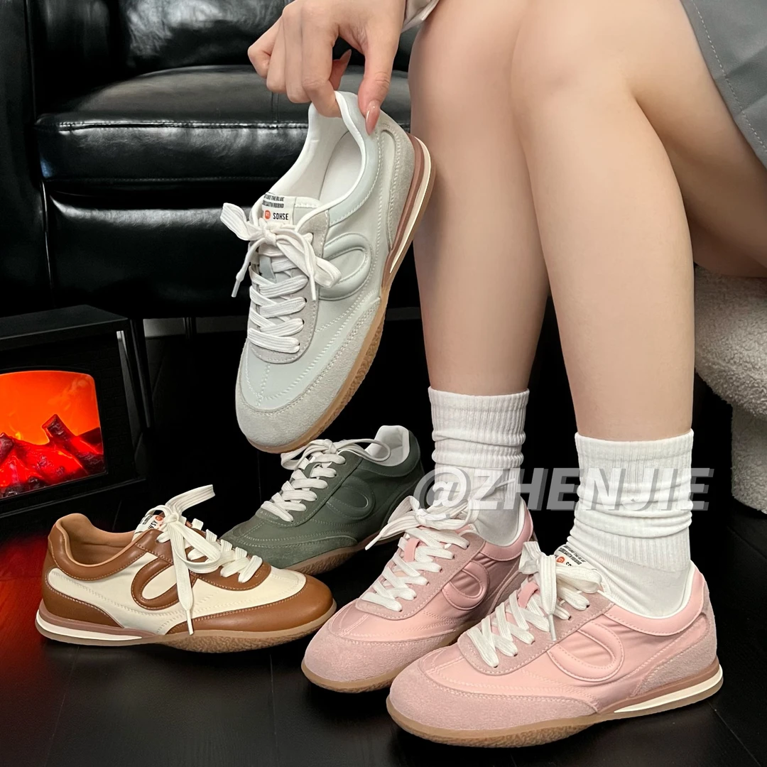 「珍姐」复古软底百搭时尚休闲德训鞋女早春新款软底运动慢跑阿甘鞋